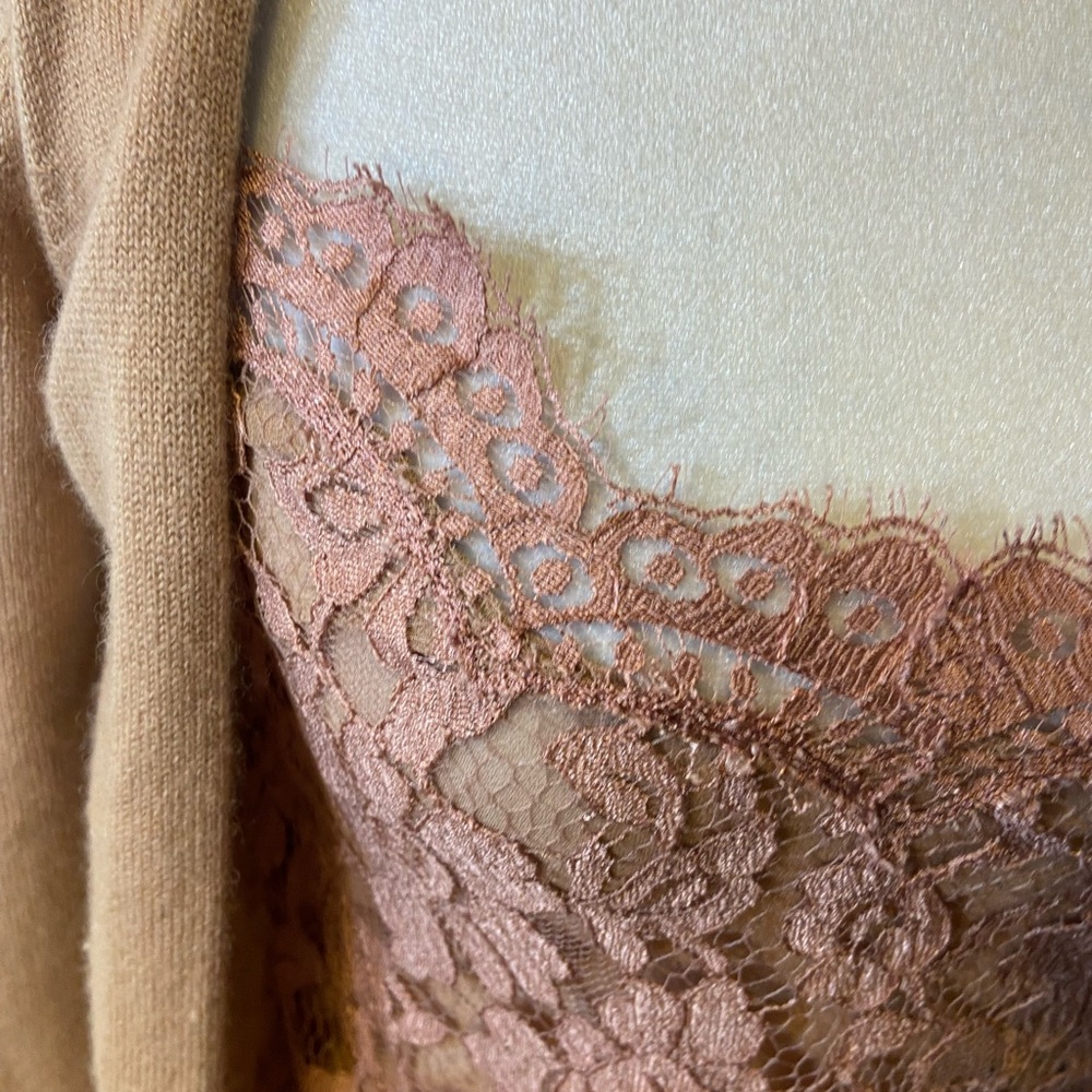 Dolce & Gabbana Tan Knitwear & Lace Top Pale Nude Pink & Tan - Picture 3 of 12